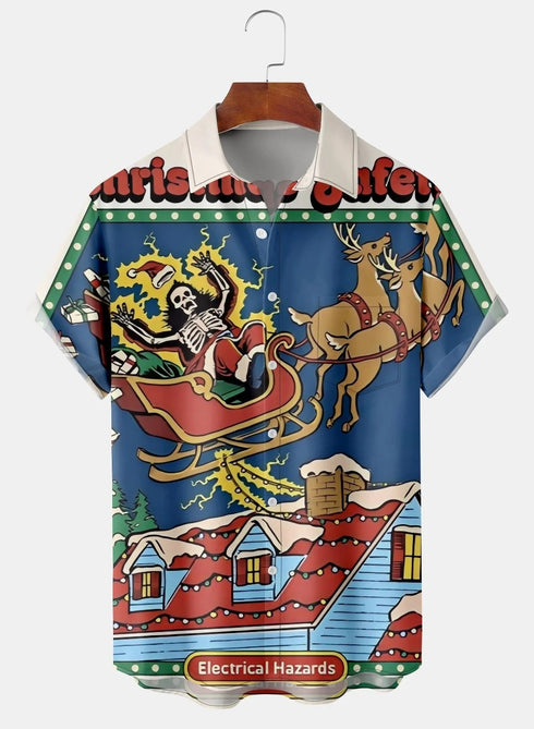 Men's Christmas Funny Graphic Short Sleeve Hawaiian Shirt